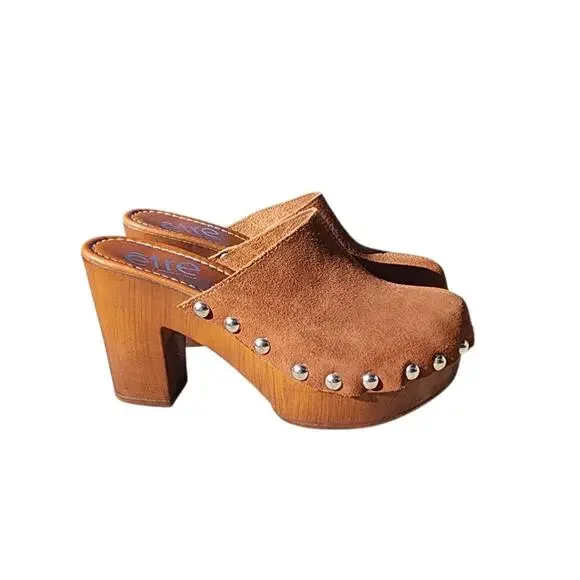 Etre Studded Suede Clog Platform Mules 39 - Picture 2 of 8